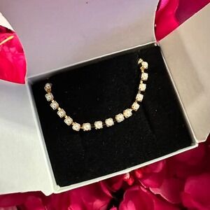 Avon Pearlesque Tennis Bracelet Gold Tone Faux Pearl large NIB Vintage 8"